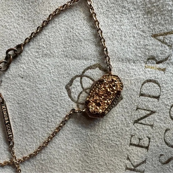 Kendra Scott Gold Necklace with Pink Heart Pendant and Elisa Drusy Rose Gold - Picture 5 of 8